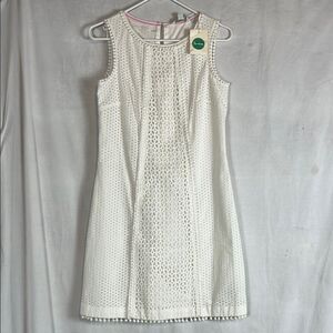 NWT Boden Lace Sheath White Eyelet Knee Length Dress